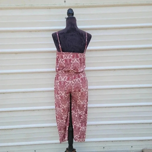 NWT Maurices Pink Paisley Print Sleeveless Tie Waist Cropped Wide Leg Jumpsuit S - Picture 11 of 12